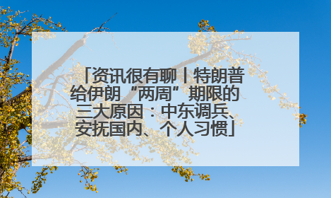 资讯很有聊丨特朗普给伊朗“两周”期限的三大原因：中东调兵、安抚国内、个人习惯