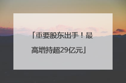 重要股东出手！最高增持超29亿元