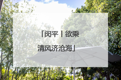 闵平丨欲乘清风济沧海