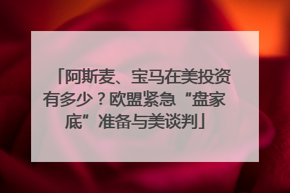 阿斯麦、宝马在美投资有多少？欧盟紧急“盘家底”准备与美谈判