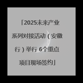 2025未来产业系列对接活动（安徽行）举行 6个重点项目现场签约